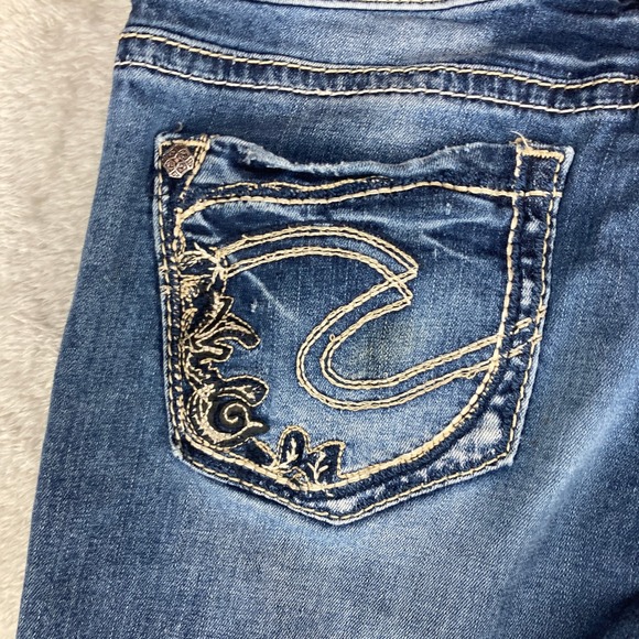 Silver Jeans Co‎ Aiko Capri Jeans Women's W28 Blue Denim Embellished Pockets - Picture 5 of 16